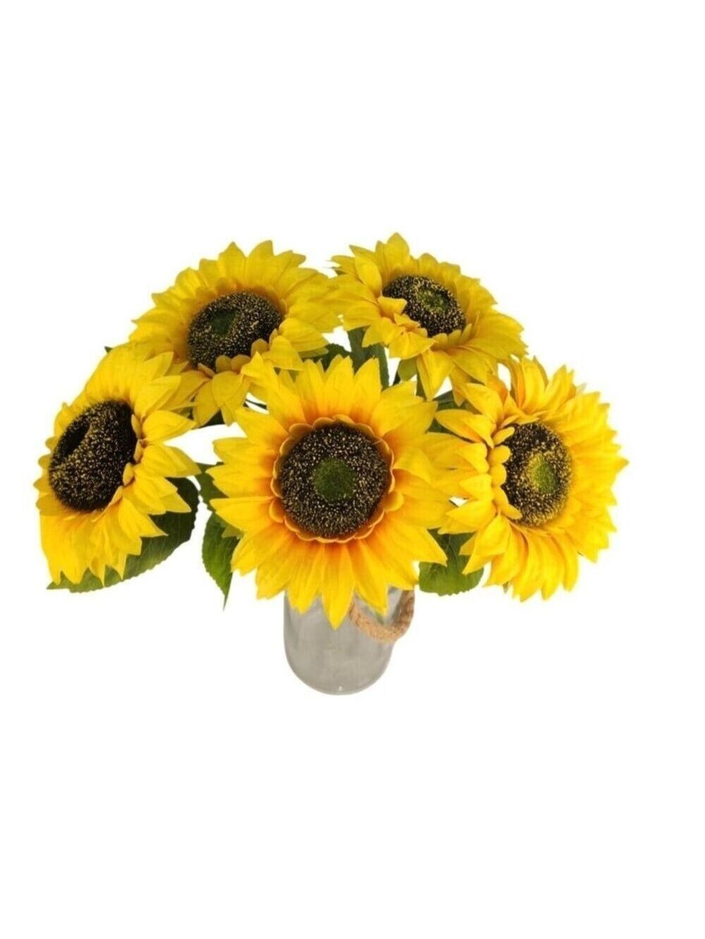 Artificial Sunflower Bouquet With 5 Stems 5-Inch Blooms 18-Inch Length Vibrant Y